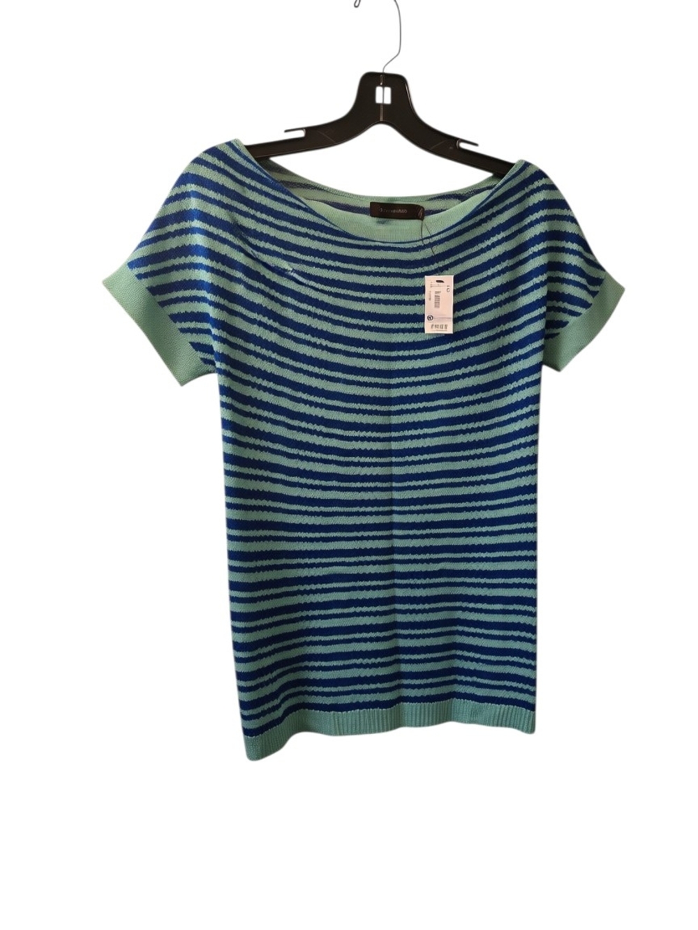 The Limited Mint & Navy Striped Short Sleeve Knit Top NWT